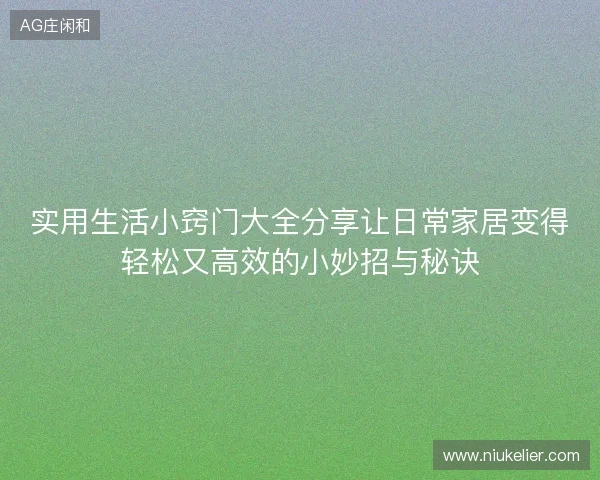 实用生活小窍门大全分享让日常家居变得轻松又高效的小妙招与秘诀
